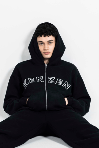 Logo Zip Hoodie - Black