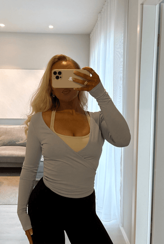 Kenzen Wrap Blouse - Cloud