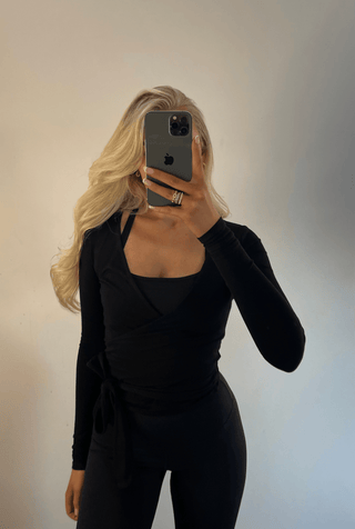 Kenzen Wrap Blouse - Black