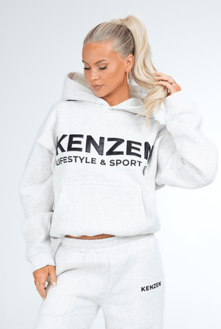 Boxy Hoodie - Grey w black