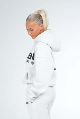 Boxy Hoodie - Grey w black