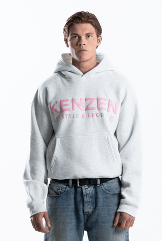 Boxy Hoodie - Grey w pink