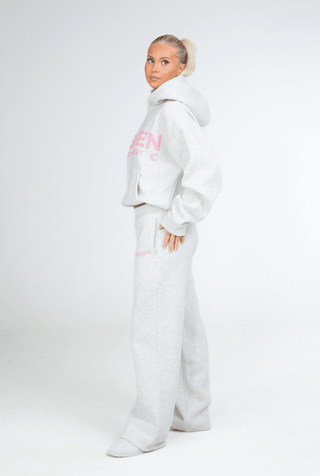 Boxy Hoodie - Grey w pink