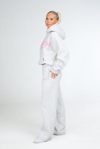 Boxy Hoodie - Grey w pink