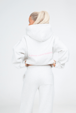 Boxy Hoodie - Grey w pink